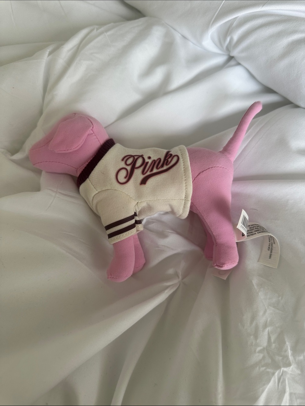 PINK Victoria's Secret Pink Plush Dog Figure with Cream Sweater